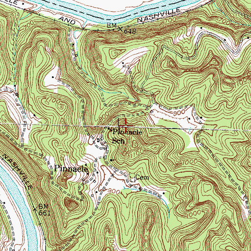 Topographic Map of Pinnacle School, KY