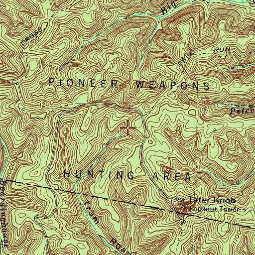 Topographic Map of Pioneer Weapons Hunting Area, KY