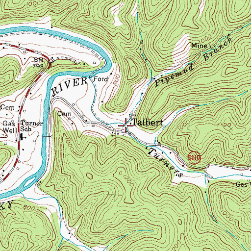 Topographic Map of Pipemud Branch, KY