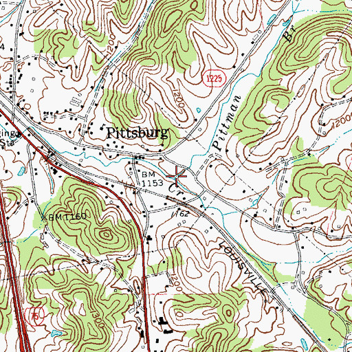 Topographic Map of Pittman Branch, KY