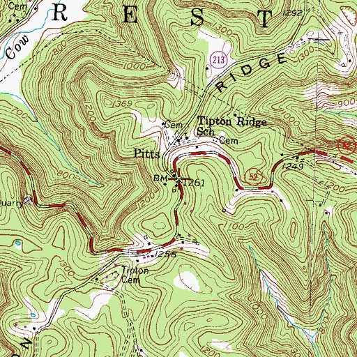 Topographic Map of Pitts, KY