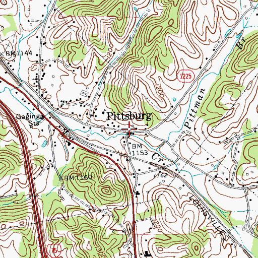 Topographic Map of Pittsburg, KY