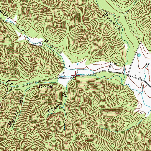 Topographic Map of Plank Branch, KY
