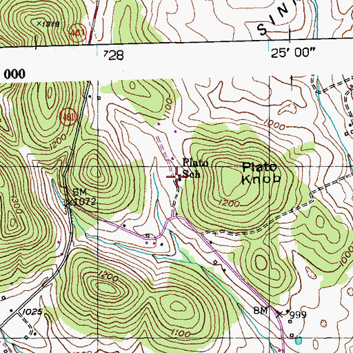 Topographic Map of Plato School, KY