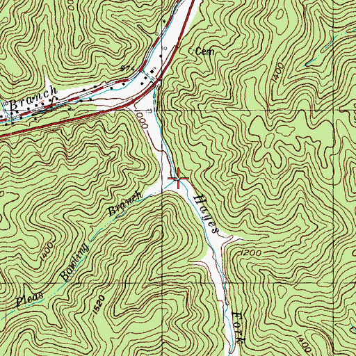Topographic Map of Pleas Bowling Branch, KY