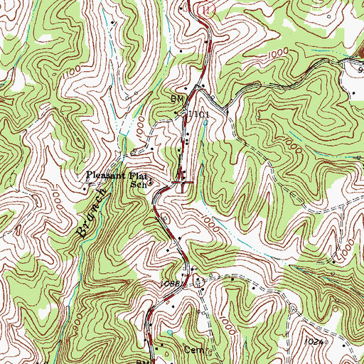 Topographic Map of Pleasant Flat School, KY