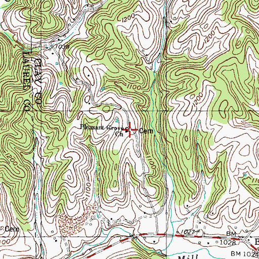 Topographic Map of Pleasant Grove Church, KY