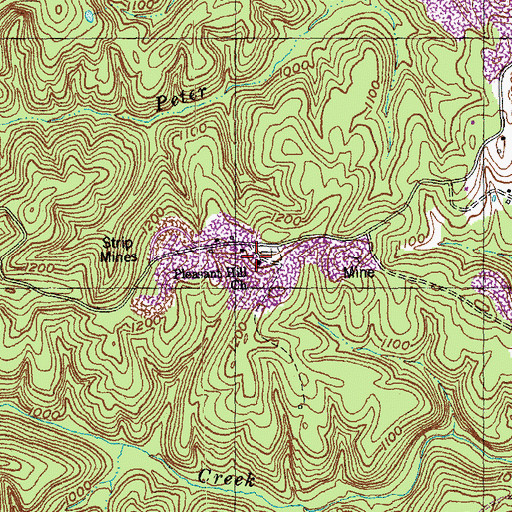 Topographic Map of Pleasant Hill Church, KY