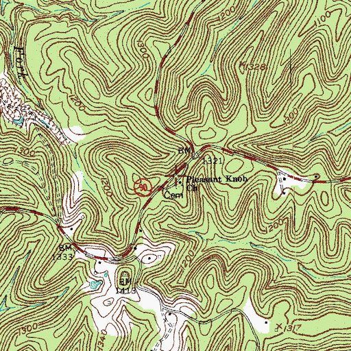 Topographic Map of Pleasant Knob Church, KY