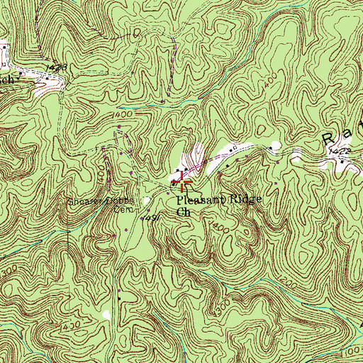 Topographic Map of Pleasant Ridge Church, KY