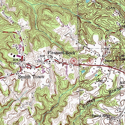 Topographic Map of Pleasant Rock Church, KY