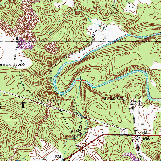 Topographic Map of Pleasant Run, KY