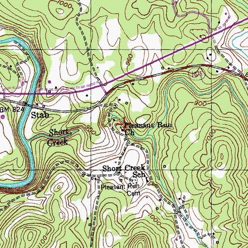 Topographic Map of Pleasant Run Baptist Church, KY