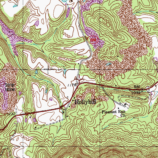 Topographic Map of Pleasant Run School, KY