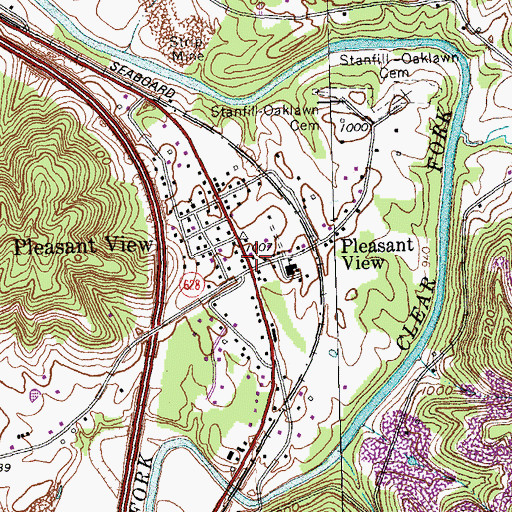 Topographic Map of Pleasant View, KY