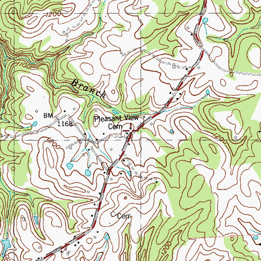 Topographic Map of Pleasant View Church, KY