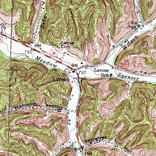 Topographic Map of Poletown Fork, KY
