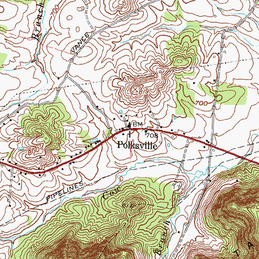 Topographic Map of Polksville, KY