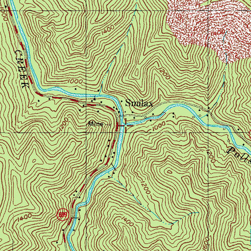Topographic Map of Polls Creek, KY
