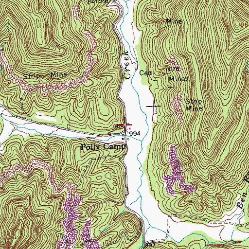 Topographic Map of Polly Camp, KY