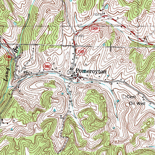 Topographic Map of Pomeroyton, KY