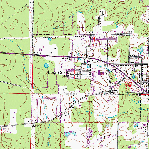 Topographic Map of Lost Creek Cemetery, AR