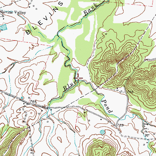 Topographic Map of Pond Lick Branch, KY