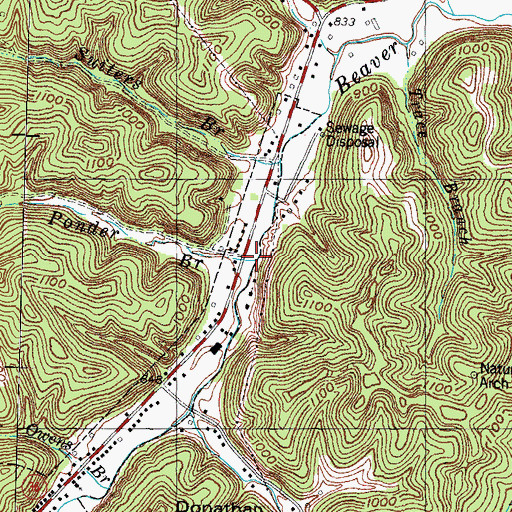 Topographic Map of Ponder Branch, KY