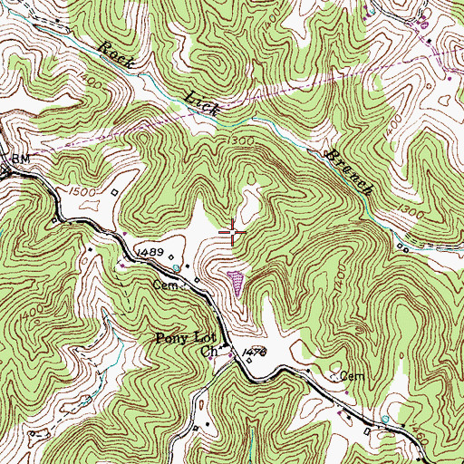 Topographic Map of Pony Lot Church, KY