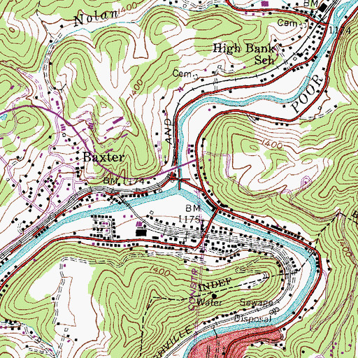 Topographic Map of Poor Fork Cumberland River, KY
