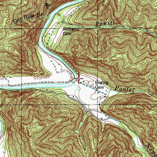 Topographic Map of Pooter Branch, KY