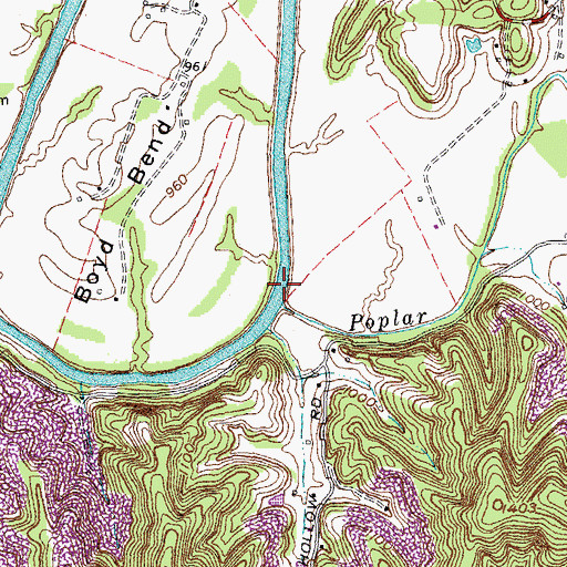 Topographic Map of Poplar Creek, KY
