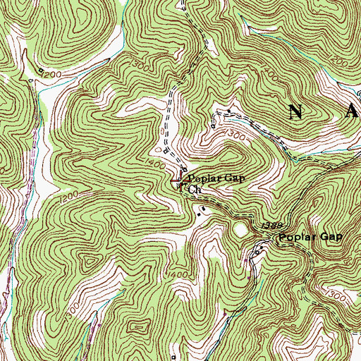 Topographic Map of Poplar Gap Church, KY