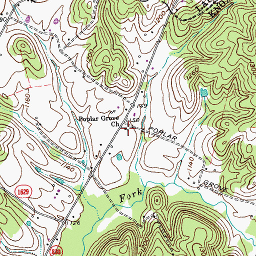 Topographic Map of Poplar Grove Church, KY