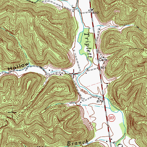 Topographic Map of Poplar Hollow, KY