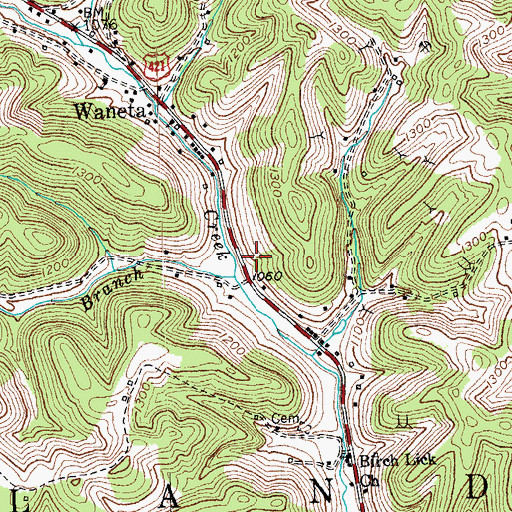 Topographic Map of Poplar Lick Branch, KY