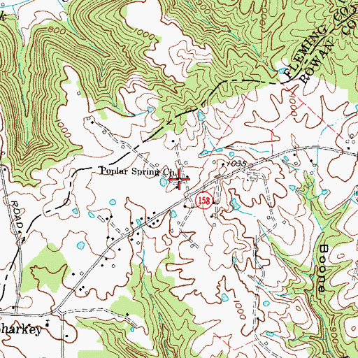 Topographic Map of Poplar Spring Church, KY