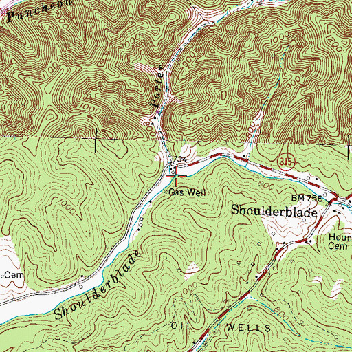 Topographic Map of Porter Fork, KY