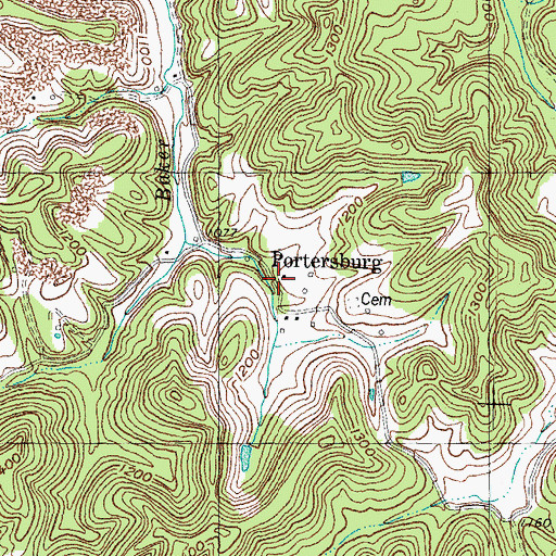 Topographic Map of Portersburg, KY