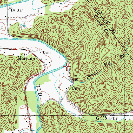 Topographic Map of Pound Mill Branch, KY
