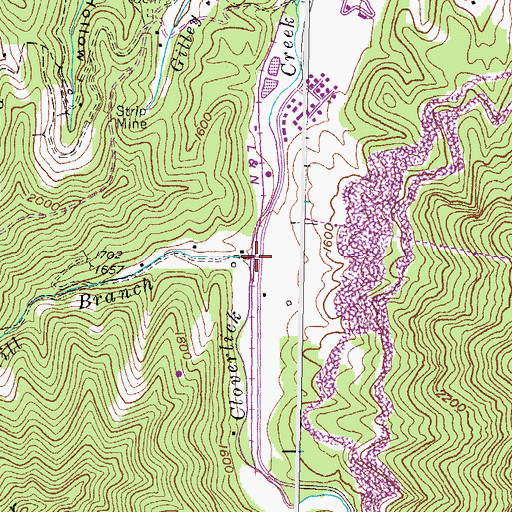 Topographic Map of Pounding Mill Branch, KY