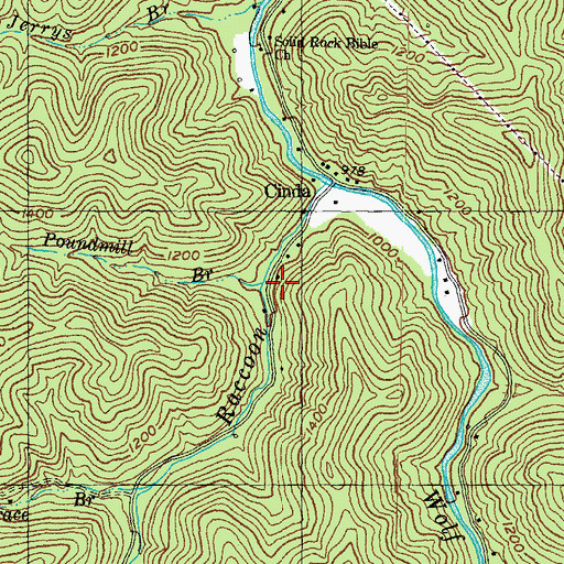 Topographic Map of Poundmill Branch, KY