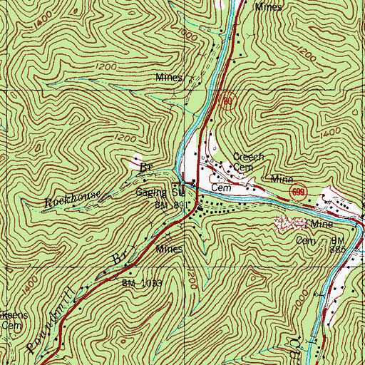 Topographic Map of Poundmill Branch, KY