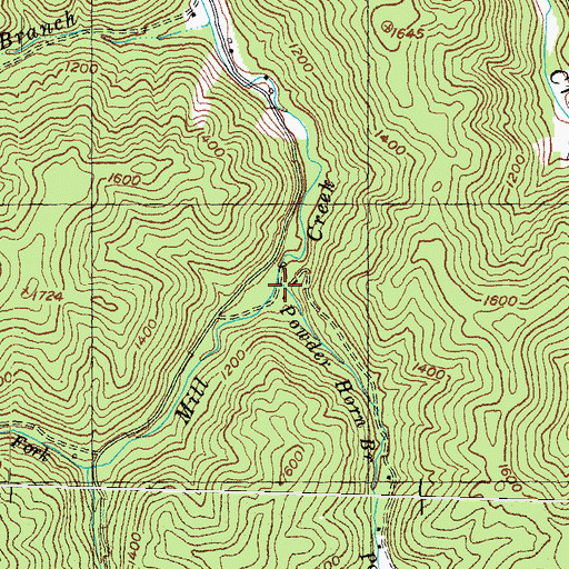 Topographic Map of Powder Horn Branch, KY