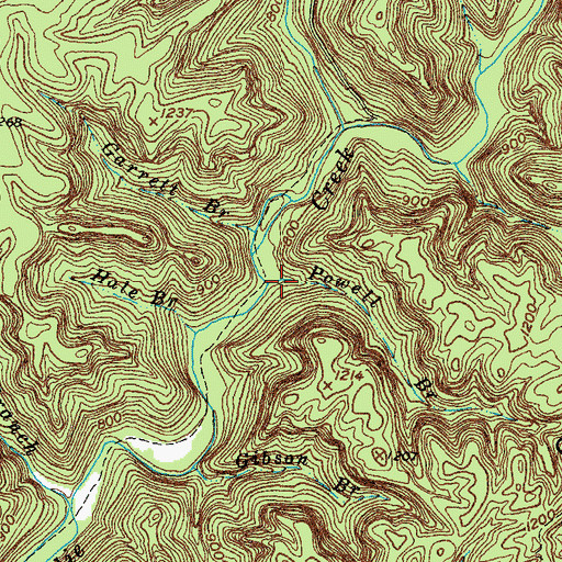 Topographic Map of Powell Branch, KY