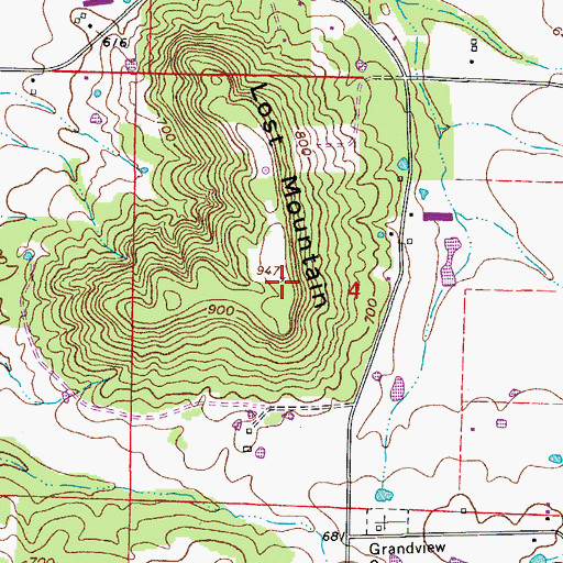 Topographic Map of Lost Mountain, AR