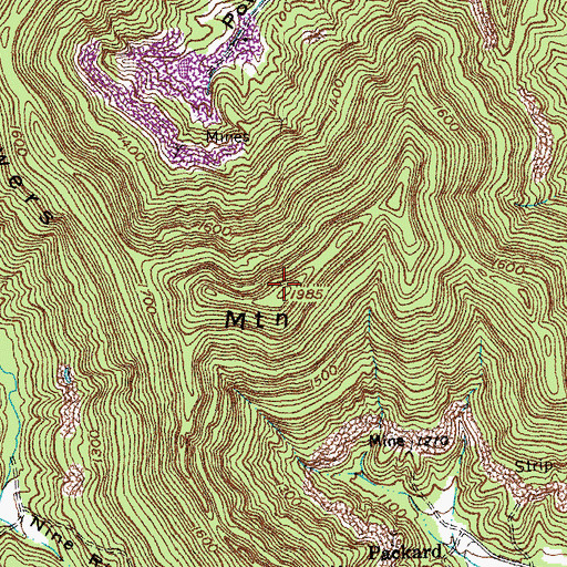 Topographic Map of Powers Mountain, KY