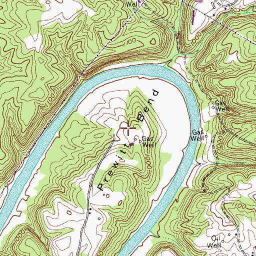 Topographic Map of Prewitt Bend, KY