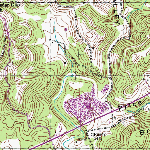 Topographic Map of Price Valley, KY