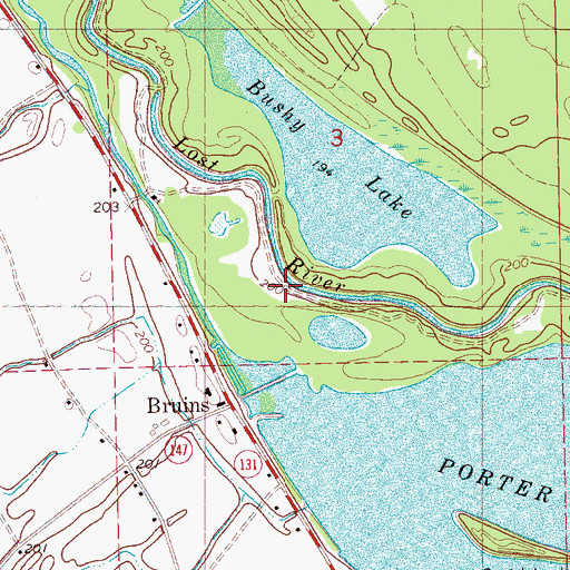Topographic Map of Lost River Bayou, AR